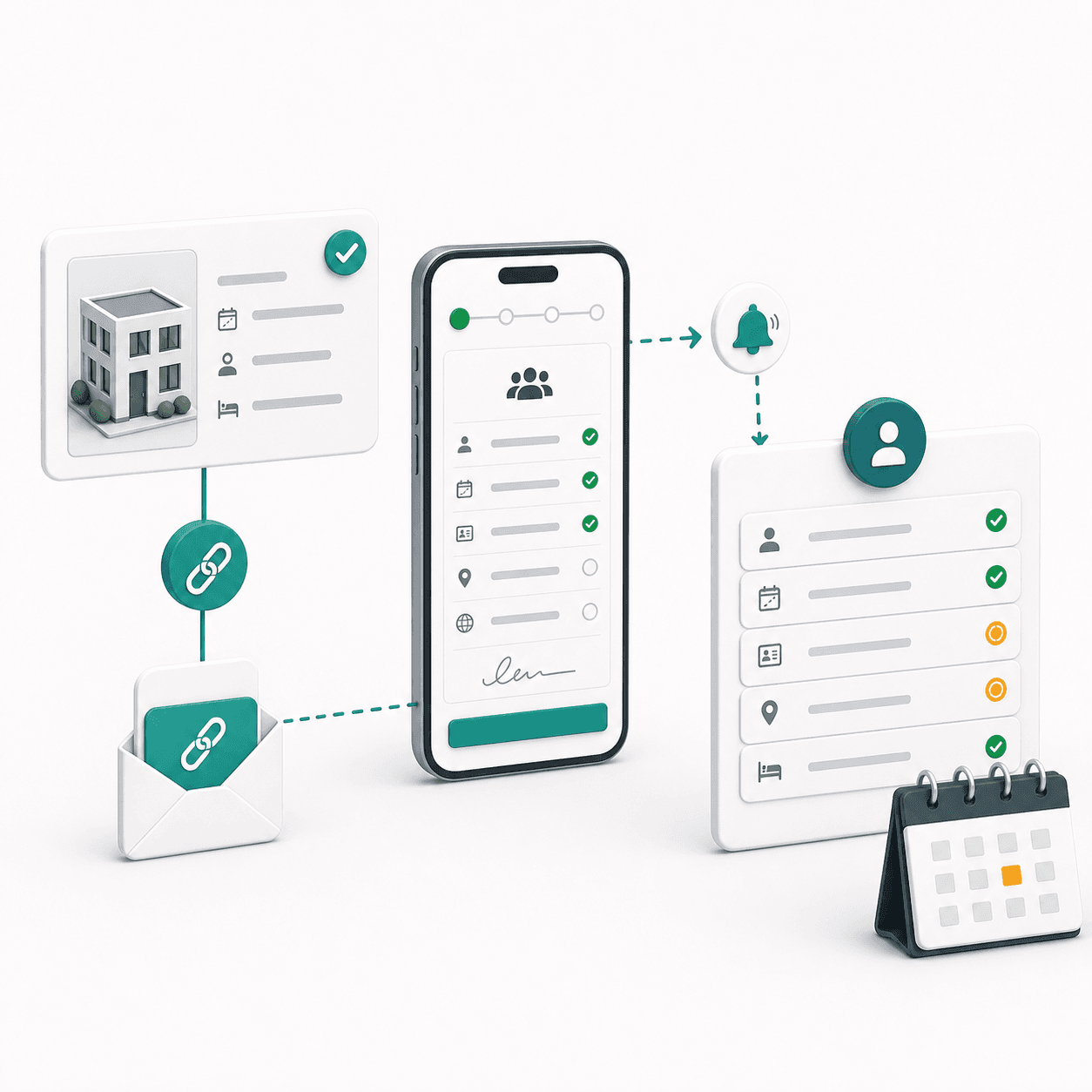 Booking link and guest reminder workflow illustration