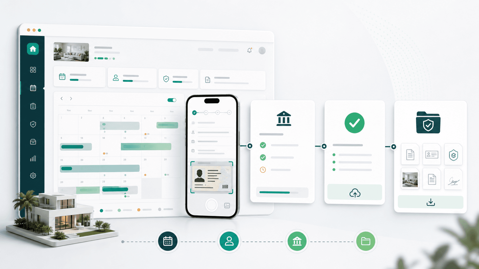 Booking, guest intake, submission, and evidence workflow illustration